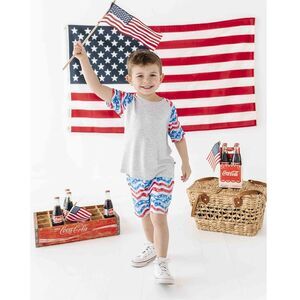 Bums & Roses Girls  All American Short Sleeve T-Shirt Set, Multicolor